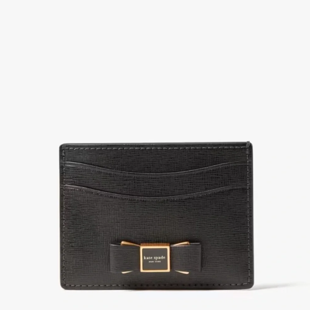 Kate Spade Black Morgan Bow Crossbody with Gold Chain & matching Cardholder